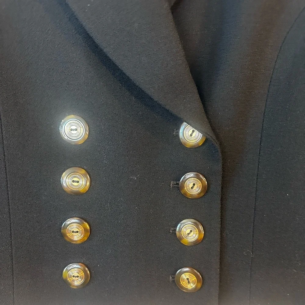 Vintage Christian Dior Butler Wool Black&Gold Button Double Breasted Crop Blazer